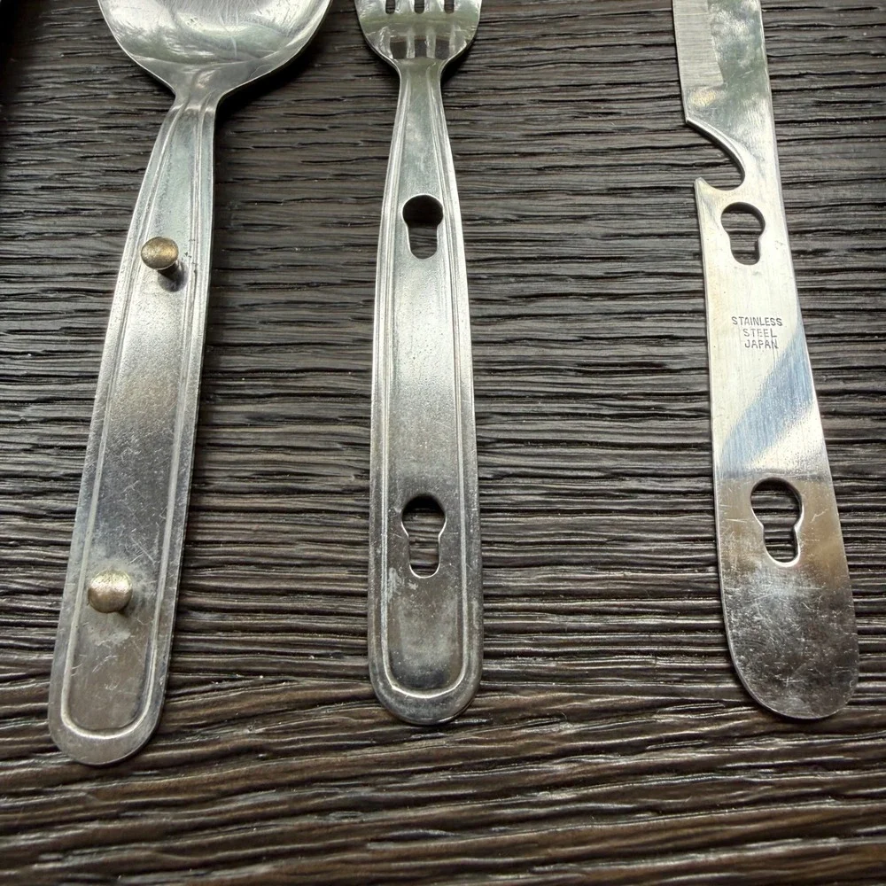 Camping Cutlery Set Packable Stainless Steel Made in Japan 3pc Pouch